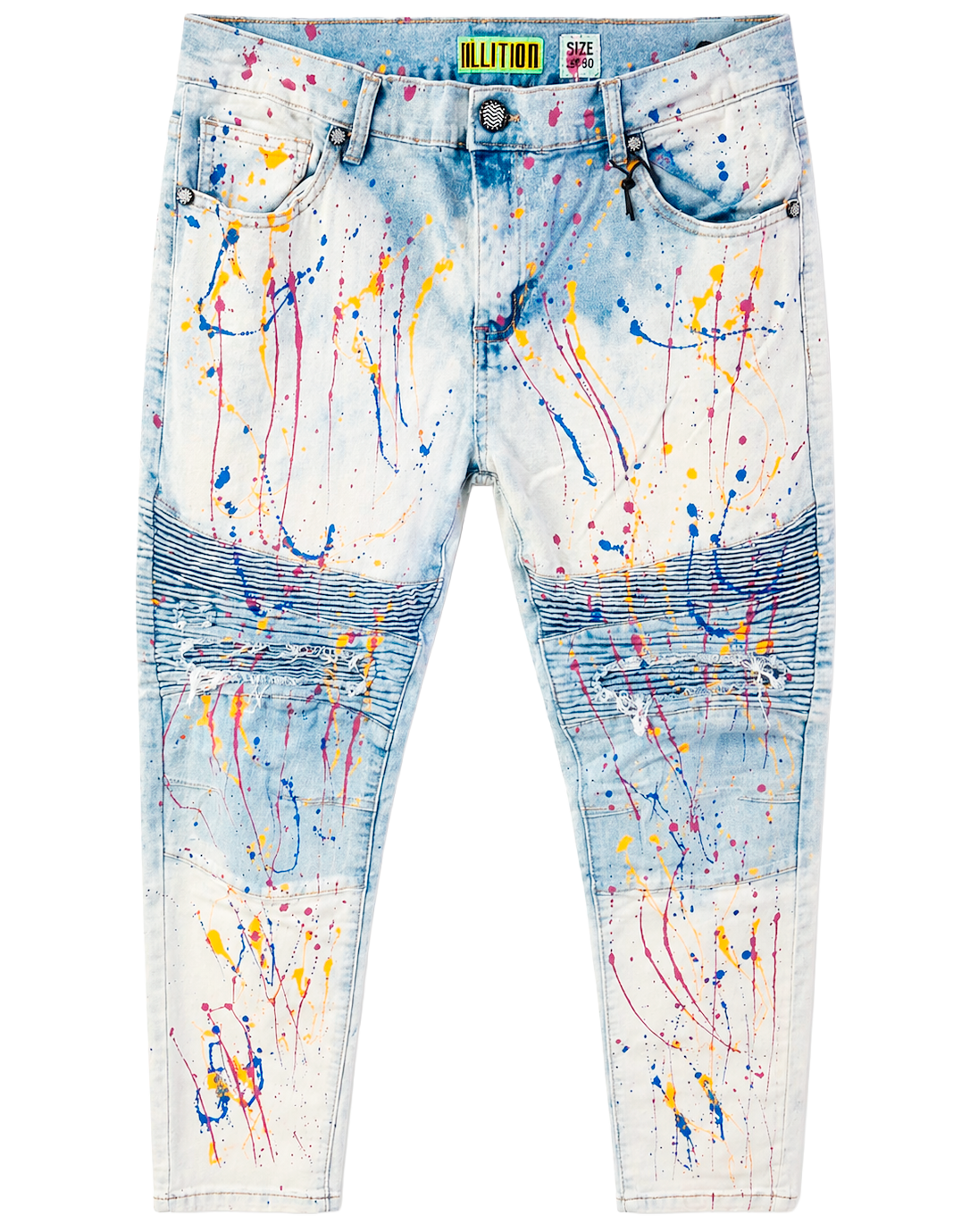 DEMOLITION DISTRESSED DENIM JEANS NEON ICE - DEM22101