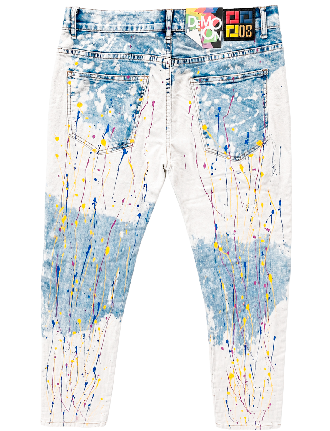DEMOLITION DISTRESSED DENIM JEANS NEON ICE - DEM22101