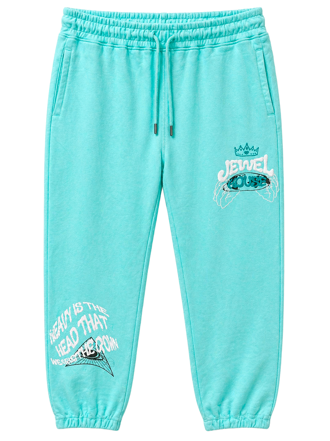 JEWEL HOUSE GRAPHIC JOGGER PANTS TEAL - JH7B1398N