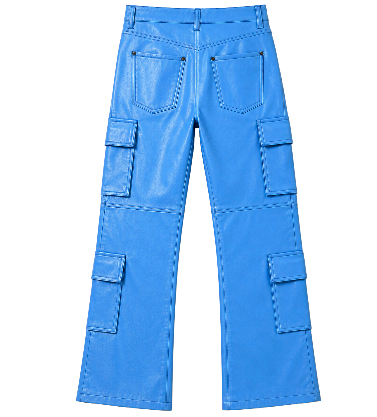 R3BEL STACKED FAUX LEATHER CARGO JEANS BLUE - 632-692