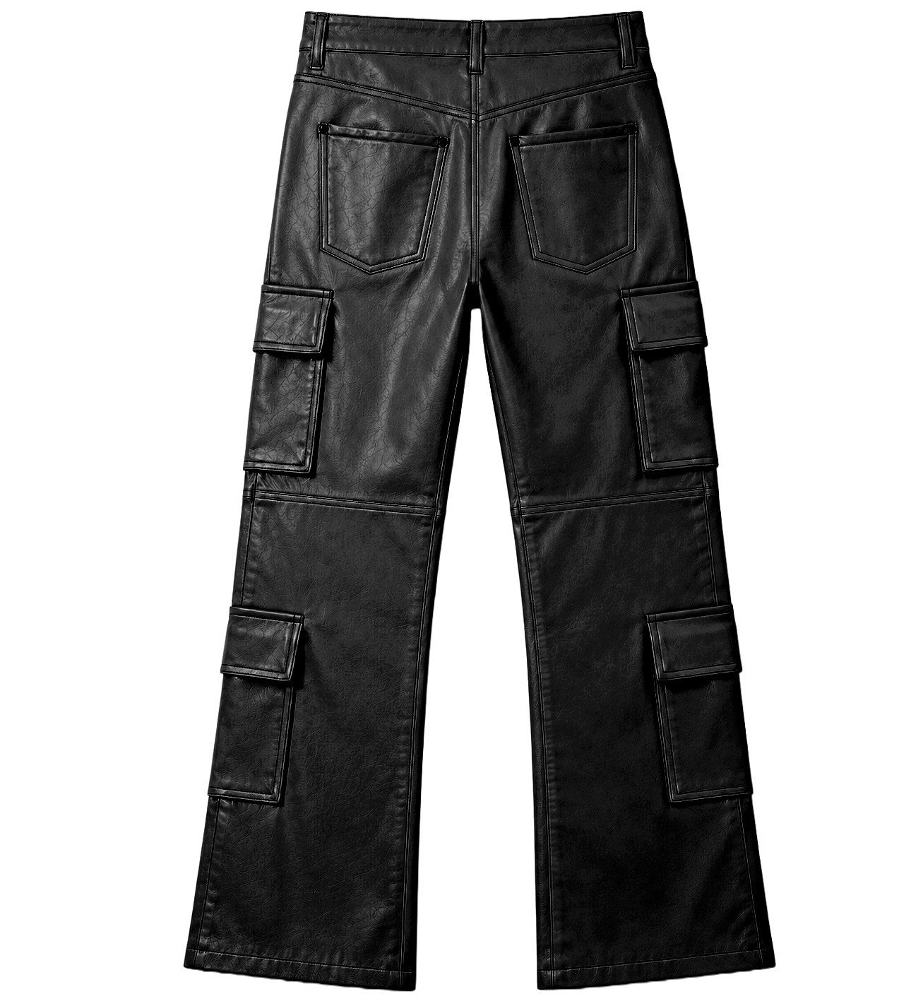 R3BEL STACKED FAUX LEATHER CARGO JEANS BLACK - 632-692
