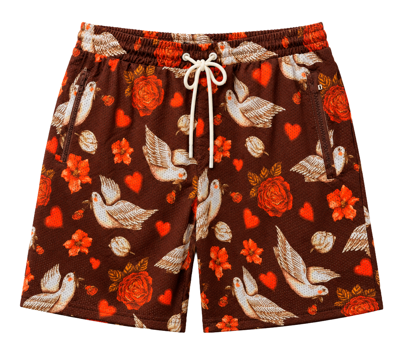 REBEL MINDS PLUS SIZE BASKETBALL SHORTS BROWN - 141-941T