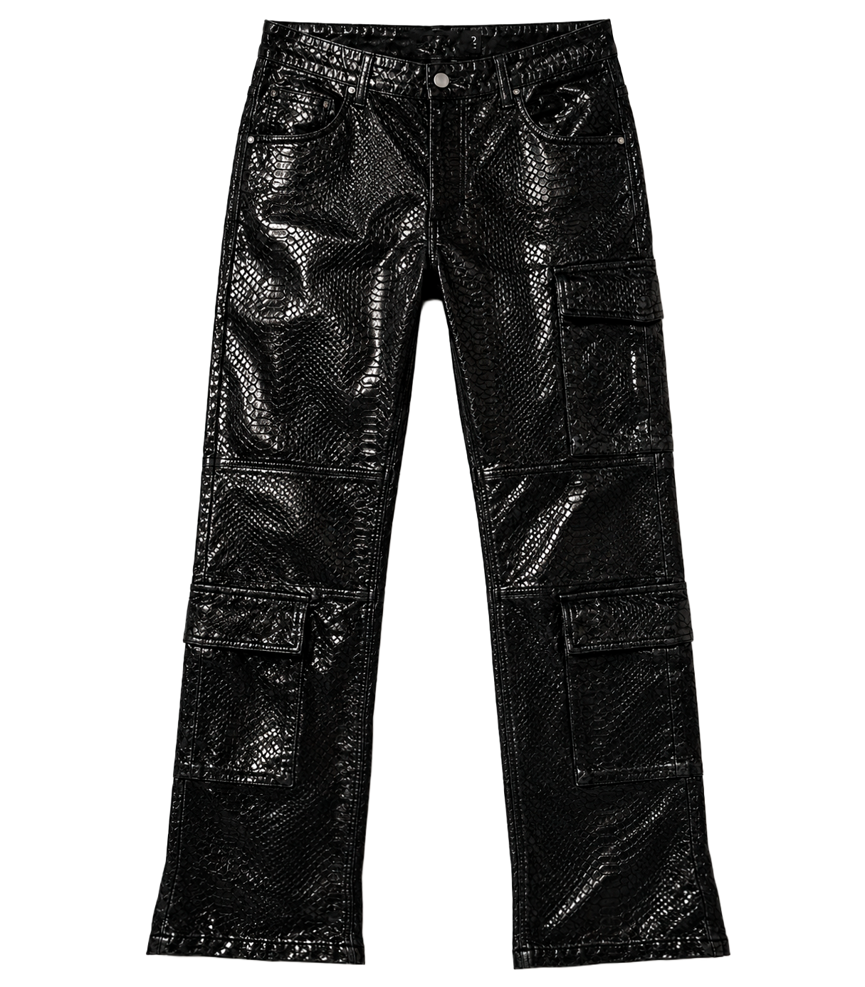 R3BEL STACKED FAUX SNAKE SKIN CARGO JEANS BLACK - 641-663