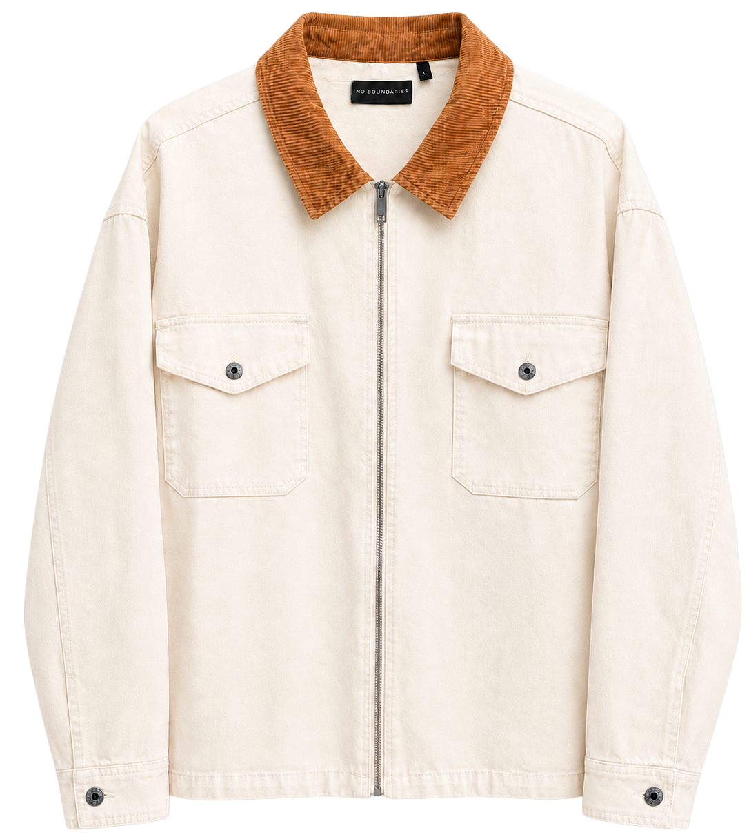 NO BOUNDARIES DENIM WORK JACKET BEIGE - NB14100095933B