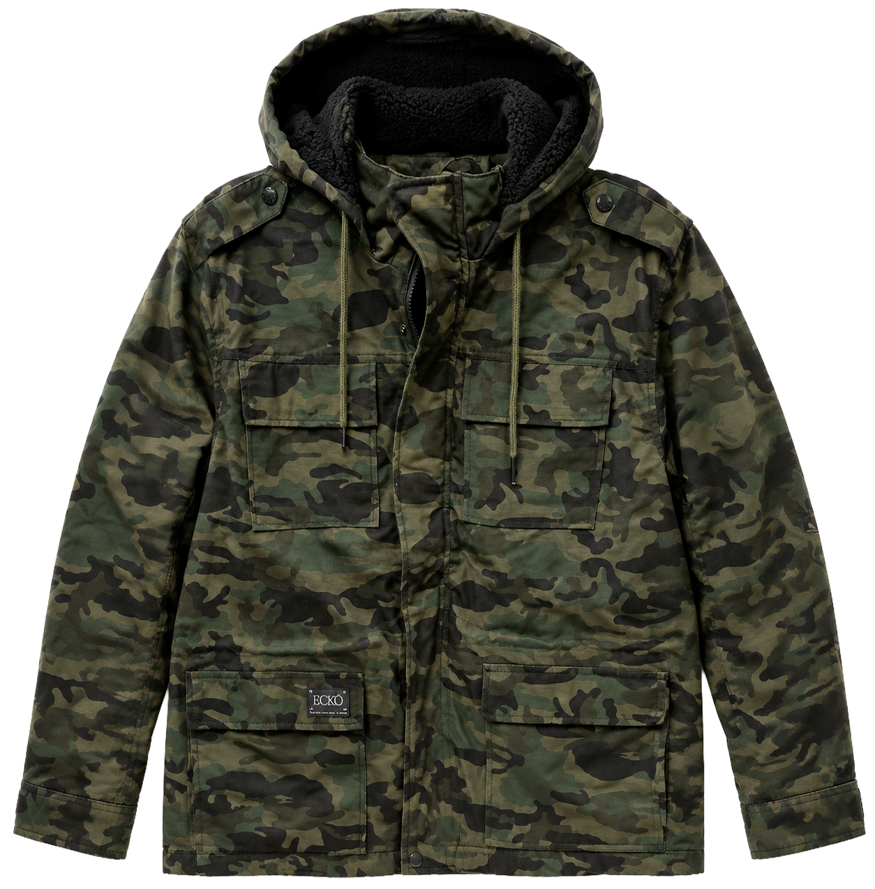 MARC ECKO SHERPA HOODIE JACKET OLIVE CAMO - MK8J0086