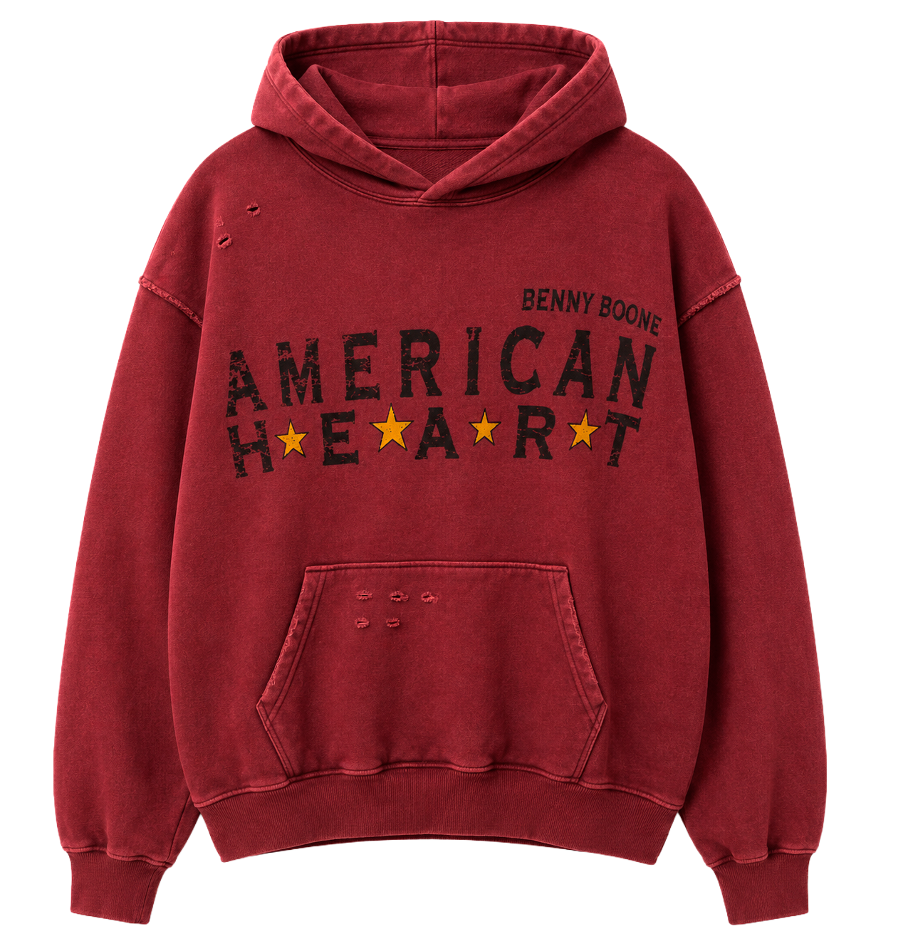 LICENSED BENSON BOONE HOODIE RED - AMERICAN HEART