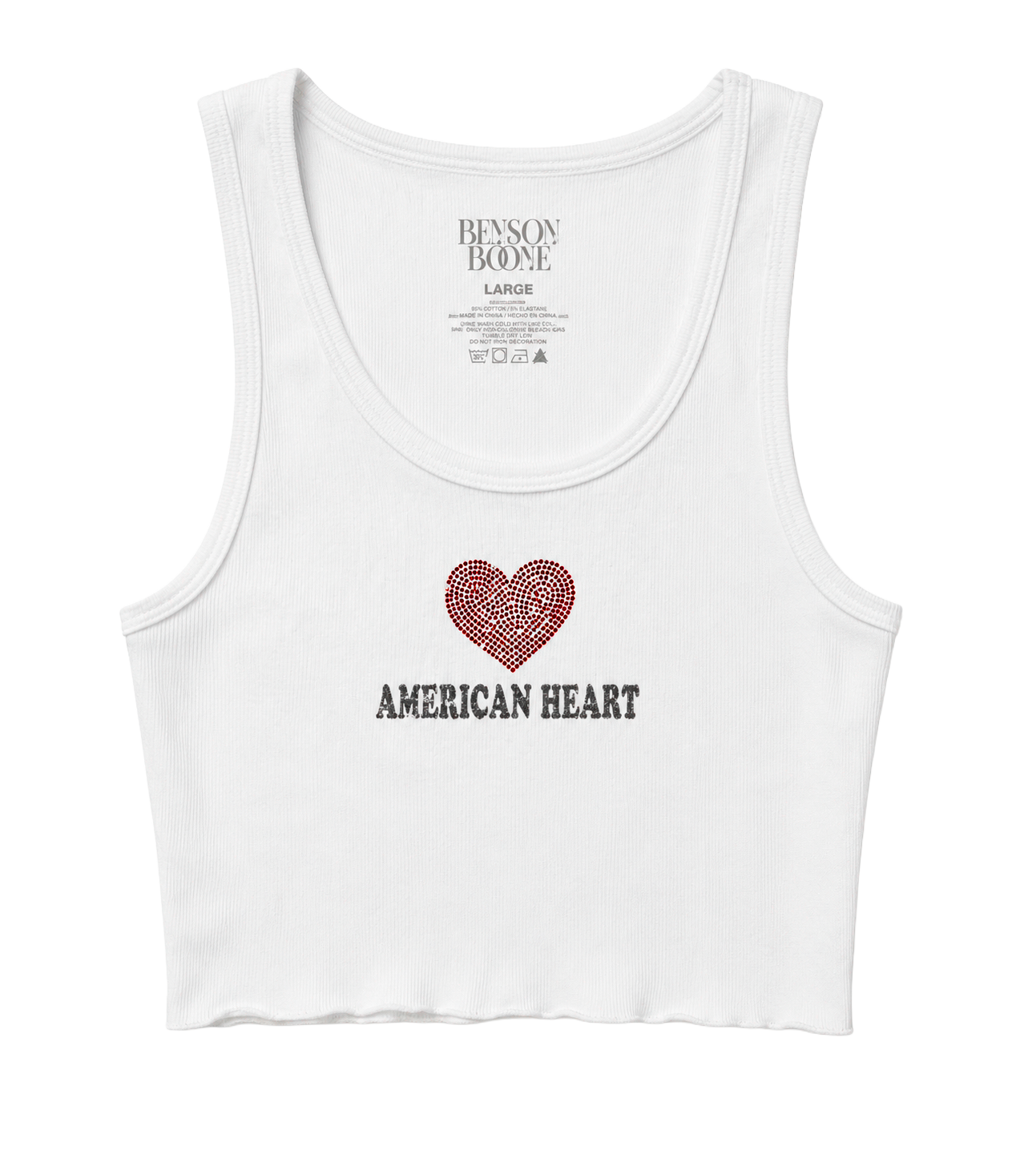 WOMENS BENSON BOONE CROP TANK TOP WHITE - AMERICAN HEART