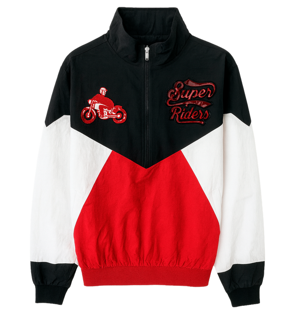 DeLONG スタジャン 46 レッド/グレー McCarthy FIFTH LOOP WINDBREAKER JACKET RED - FLJ305