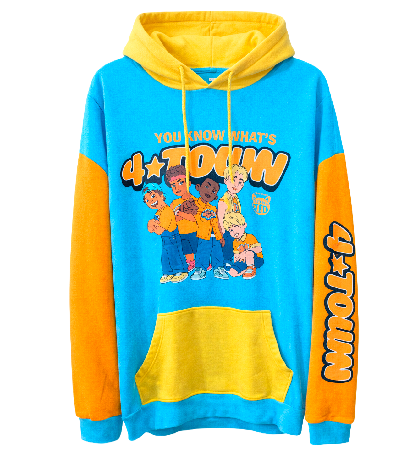 LICENSED GRAPHIC HOODIE SWEATSHIRT SKY BLUE ORANGE - 4TOWN / OP3179