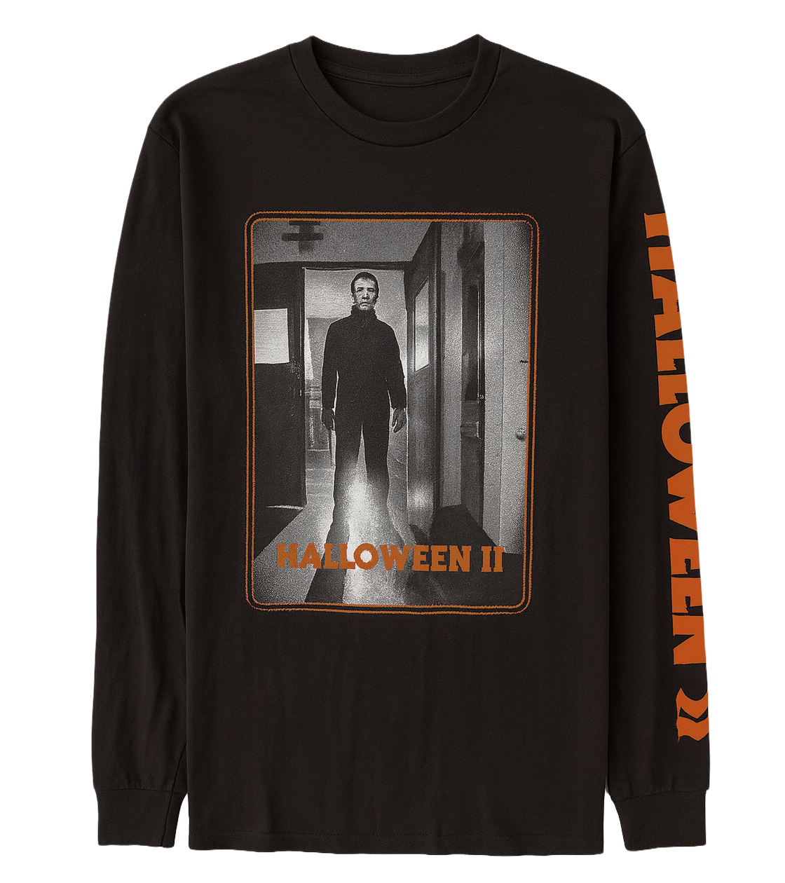 LICENSED GRAPHIC LONG SLEEVE SHIRT BLACK - HALLOWEEN II MYERS
