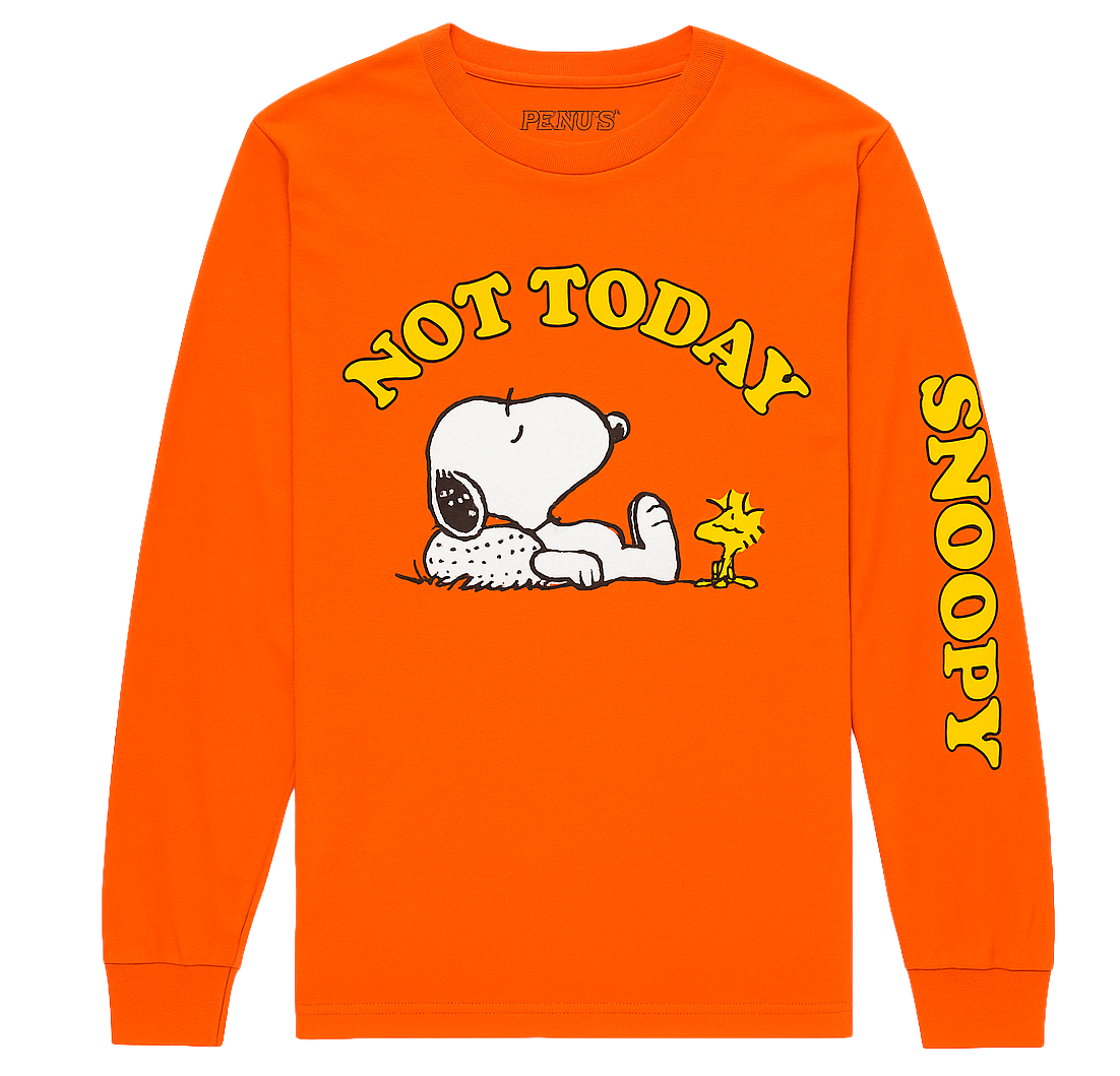 LICENSED PEANUTS SNOOPY L/S SHIRT ORANGE - NOT TODAY / OP3179