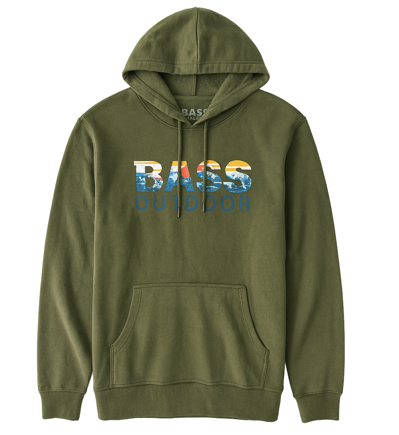 LICENSED BASS OUTDOOR HOODIE OLIVE GREEN - LOGO