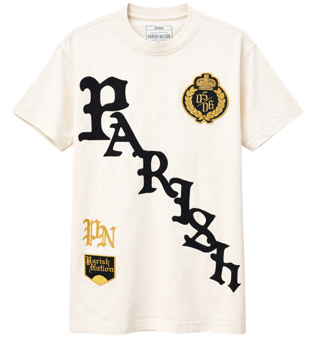 PARISH NATION EMBROIDERED T-SHIRT CREAM - N05C3001