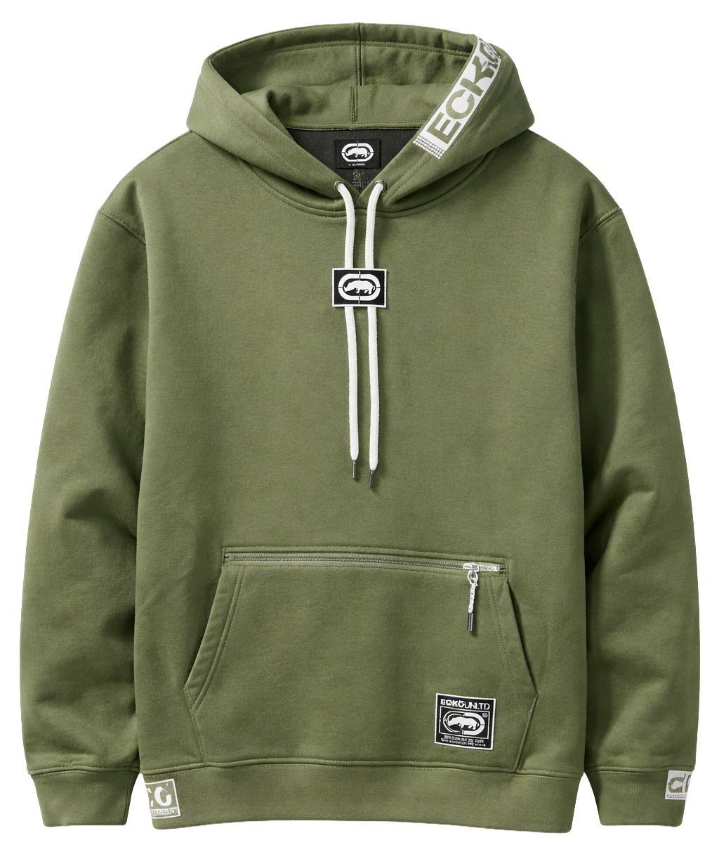 MARC ECKO FLEECE HOODIE OLIVE - EO34H1268