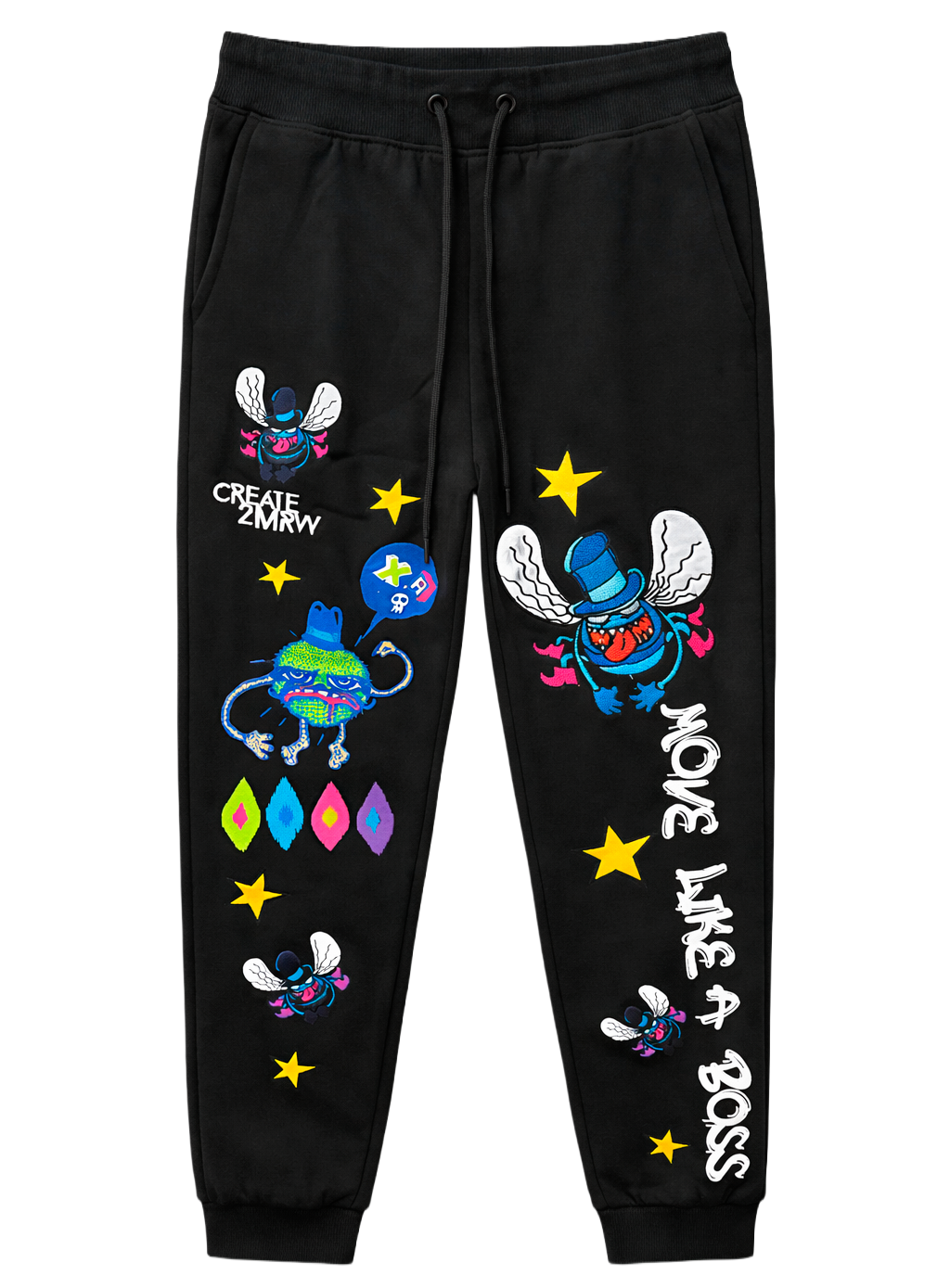 CREATE 2MRW EMBROIDERED JOGGER PANTS BLACK - CF1439