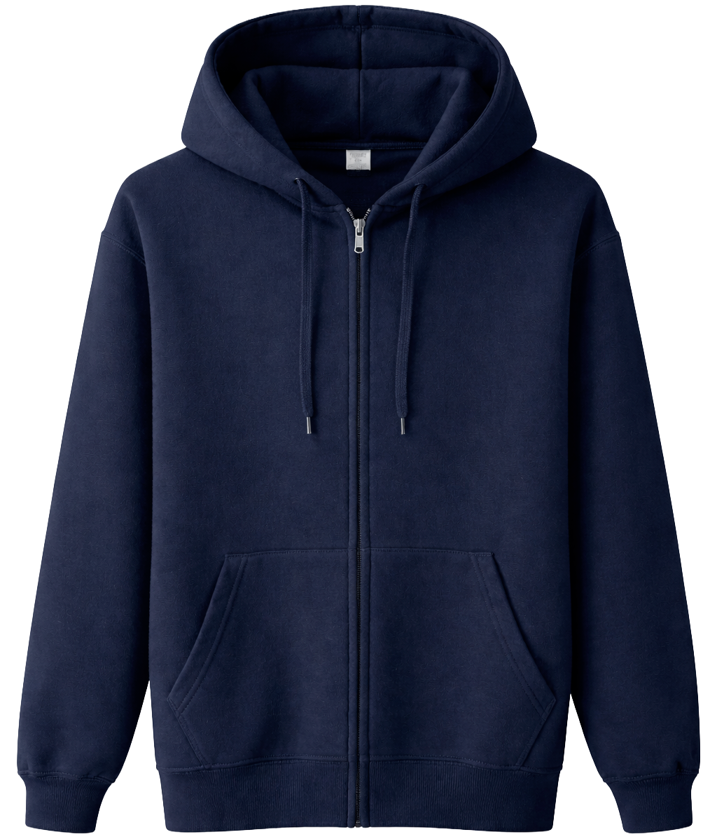 CROOKS & CASTLES BLANK ZIP HOODIE NAVY - BLANKS