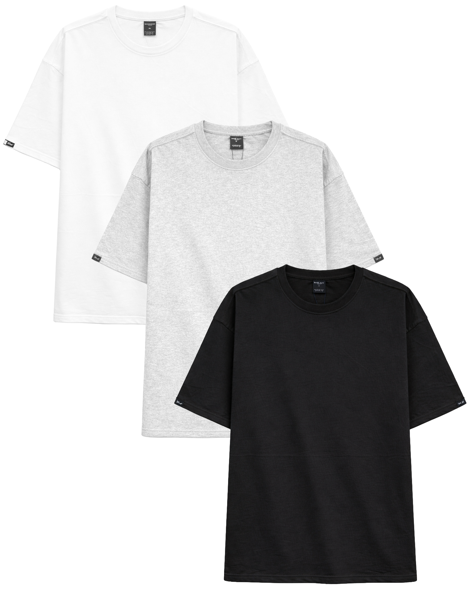 CROOKS & CASTLES 3 PACK BLANK T-SHIRT BLK/GREY/WHITE - BLANKS