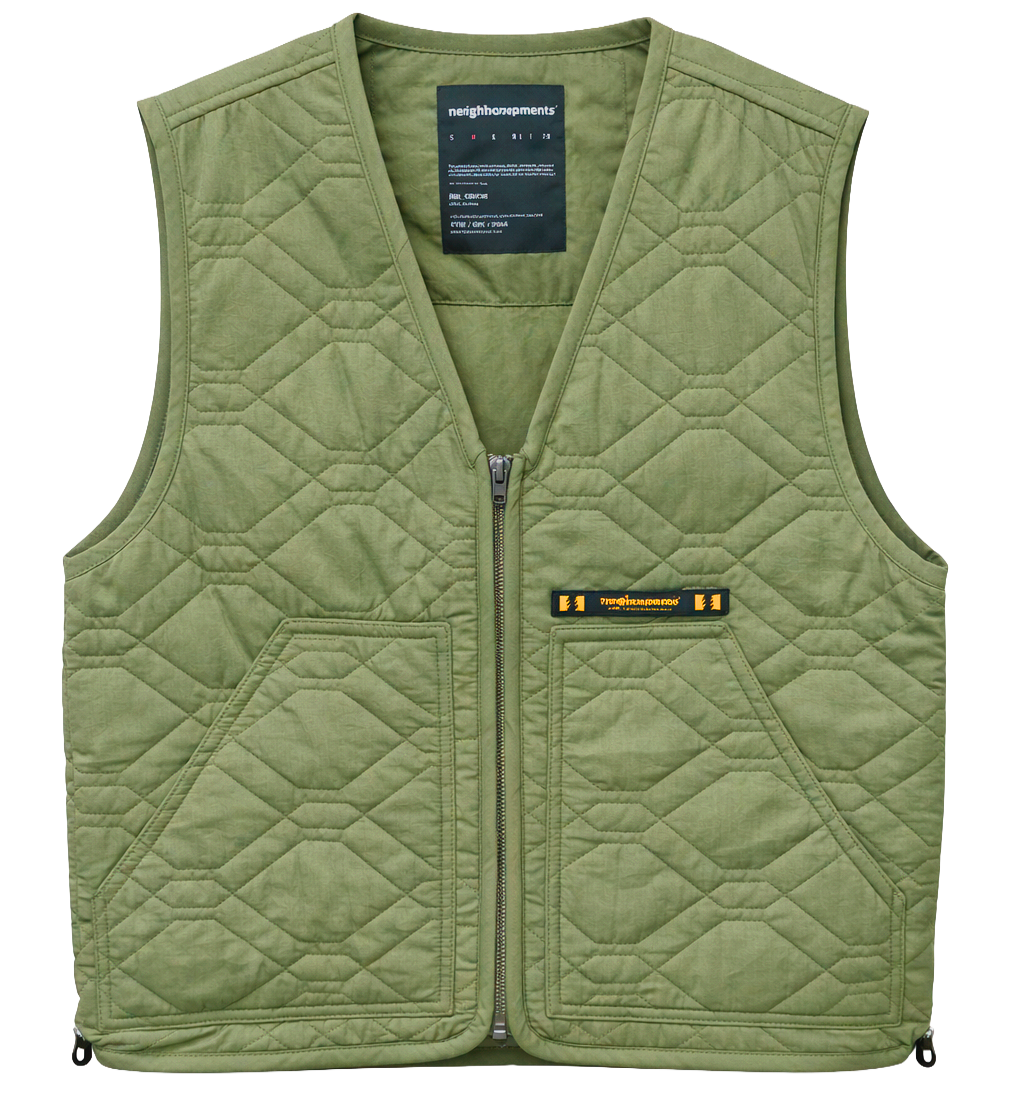 THE HUNDREDS LINKCABLE QUILTED VEST MILITARY GREEN - T24W103011