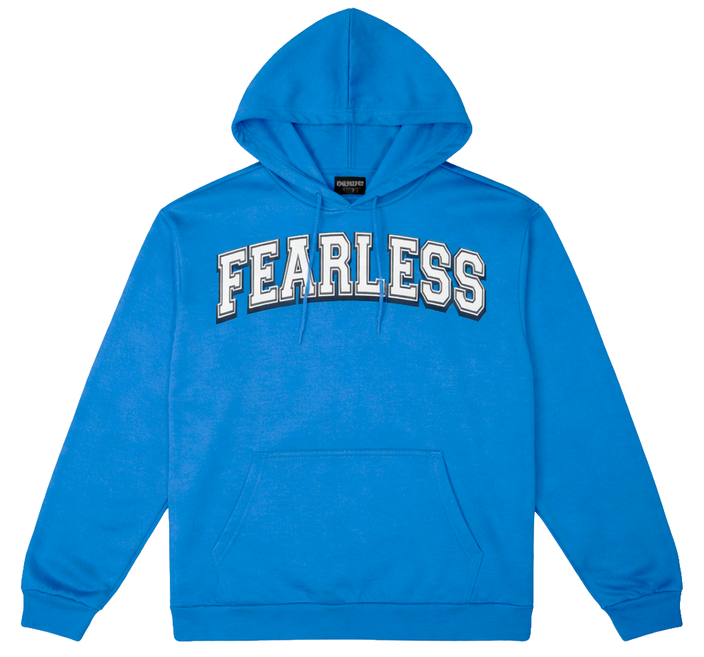 LICENSED FEARLESS GRAPHIC HOODIE BLUE - 4PLS01030CL