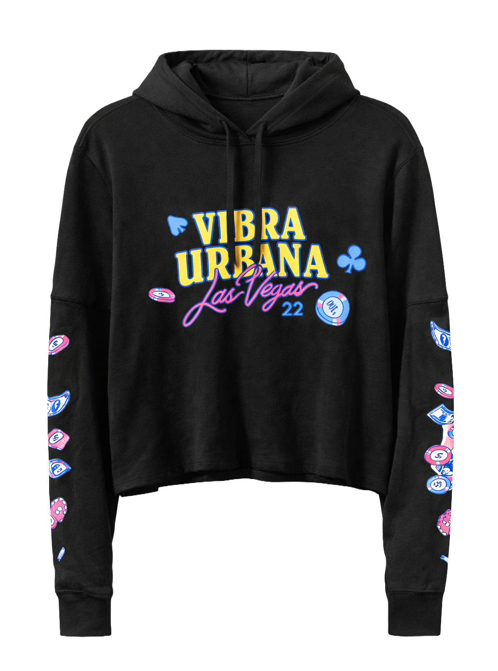 WOMENS VIBRA URBANA LAS VEGAS CROP HOODIE BLACK - CHVU22