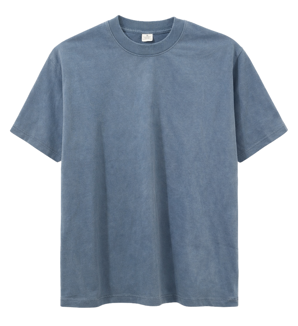BLANK GARMENT WASH T-SHIRT DARK DENIM SNOW WASH - IDPRSSS