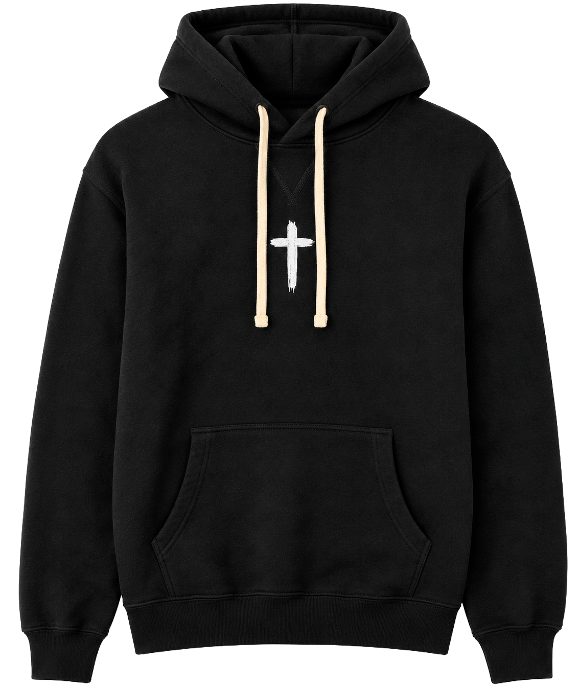 JESUS SAVES CROSS HOODIE BLACK VSTITCH - JESUS LOVES YOU