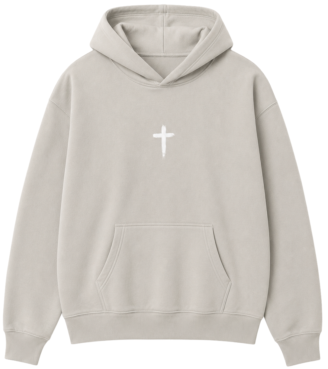 JESUS SAVES PREMIUM CROSS HOODIE CEMENT - JESUS LOVES YOU