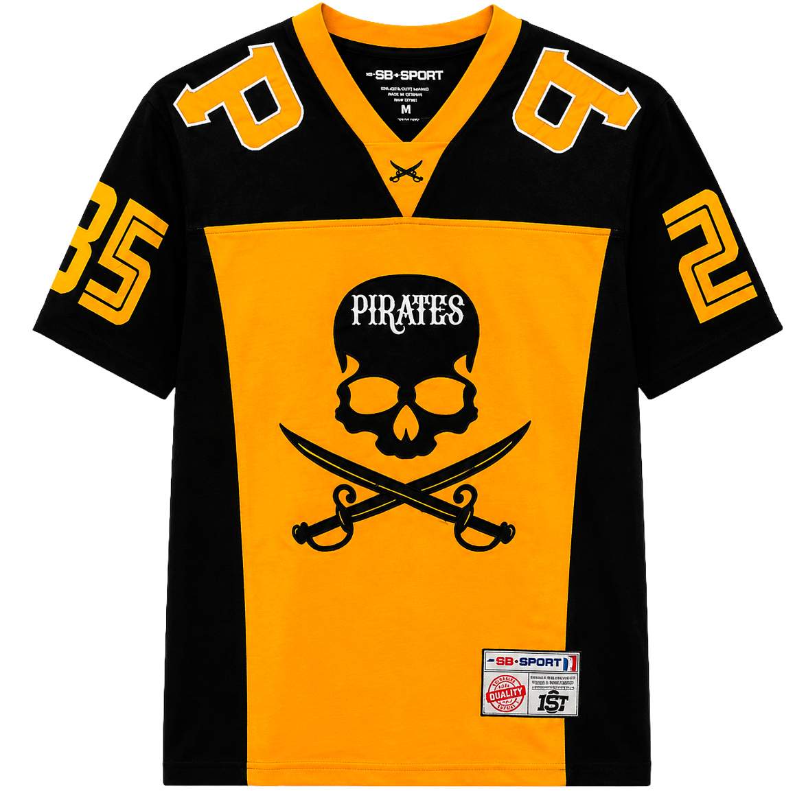 SD SPORT FOOTBALL JERSEY T-SHIRT BLACK/YELLOW - SM4108BK