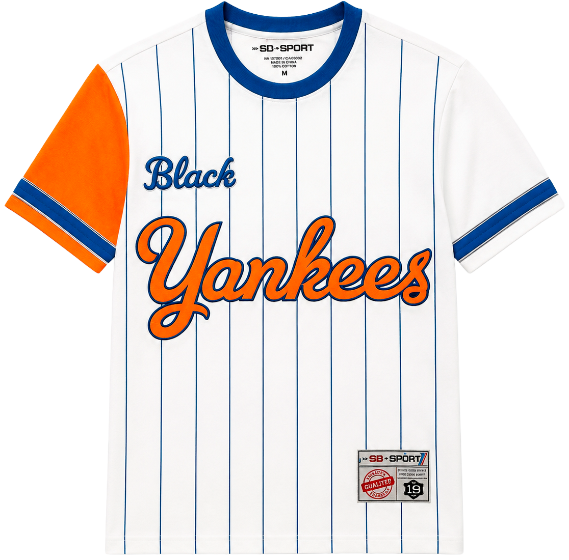 SD SPORT BASEBALL JERSEY T-SHIRT WHITE/ORANGE - SM4110OR