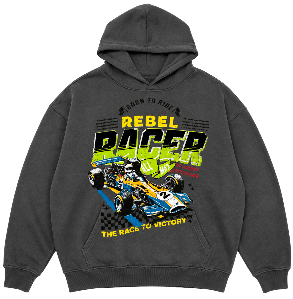 REBEL MINDS REBEL RACER HOODIE GREY - 152-346