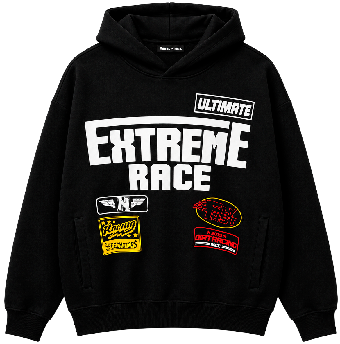 REBEL MINDS EXTREME RACE HOODIE BLACK - 152-344