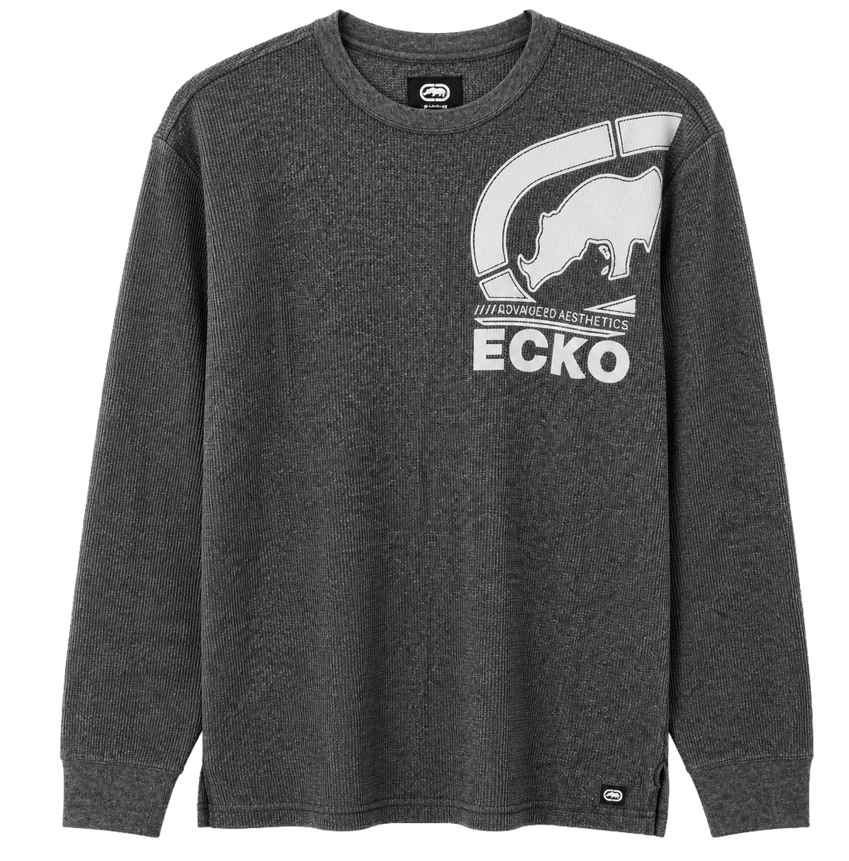 ECKO UNLTD L/S THERMAL SHIRT BLACK MARLED - EO34L396