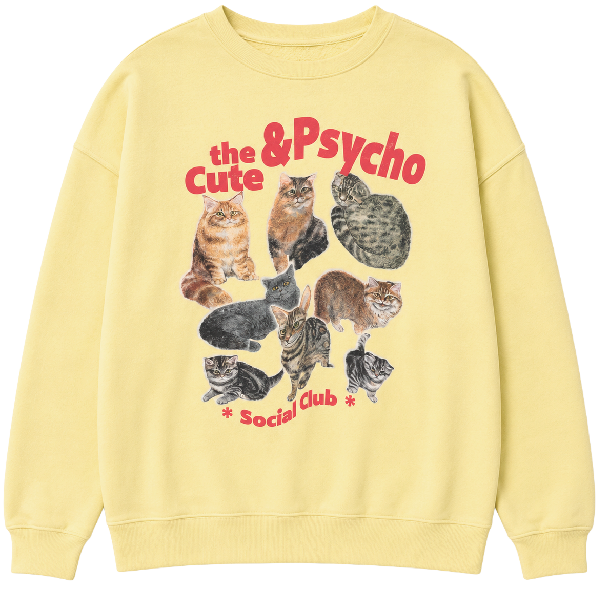 URBAN OUTFITTERS UNISEX GRAPHIC CREWNECK YELLOW - CUTE PSYCHO