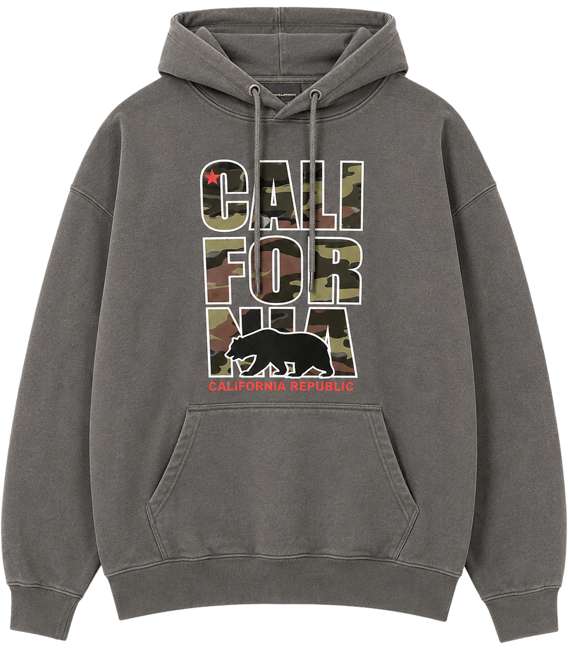 AMERICAN CROWN CALIFORNIA CAMO HOODIE CHARCOAL - GV93