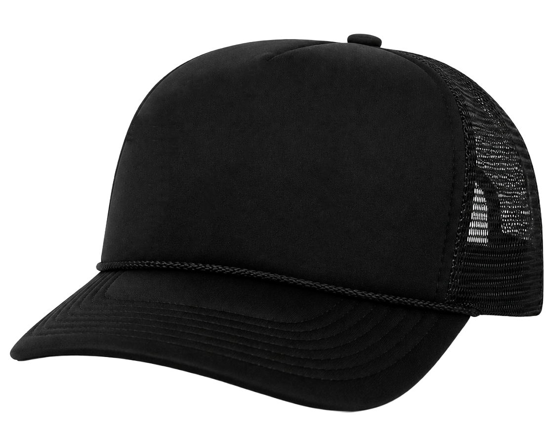 BASIC SOLID TRUCKER HAT BLACK - BLANKS