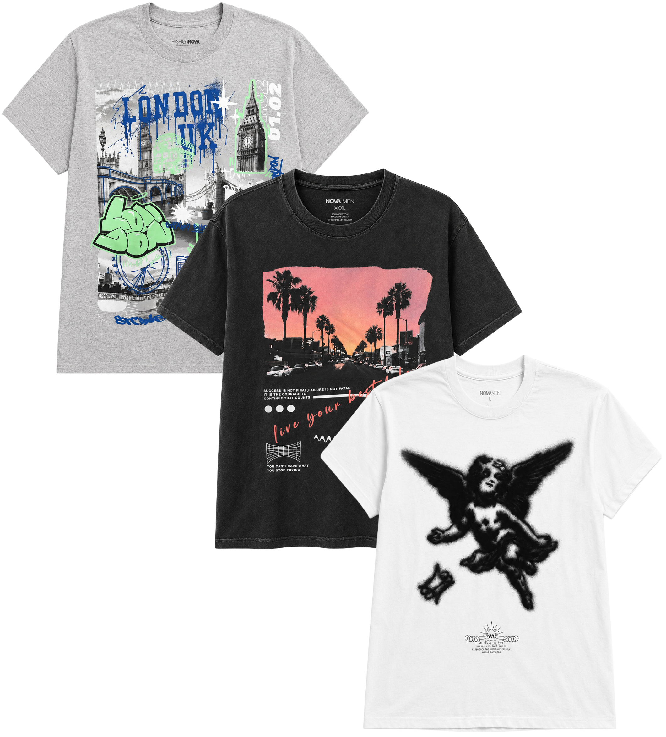 FASHION NOVA MENS GRAPHIC T-SHIRTS ASSORTED - FNSTSF1