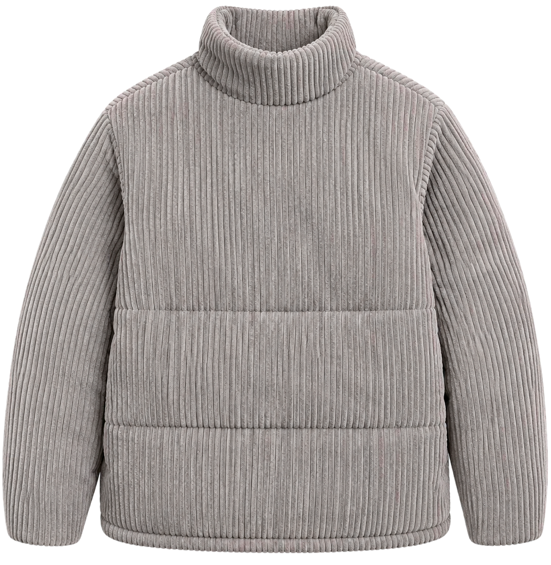 WOMENS CORDUROY PUFF JACKET GREY - AB251899