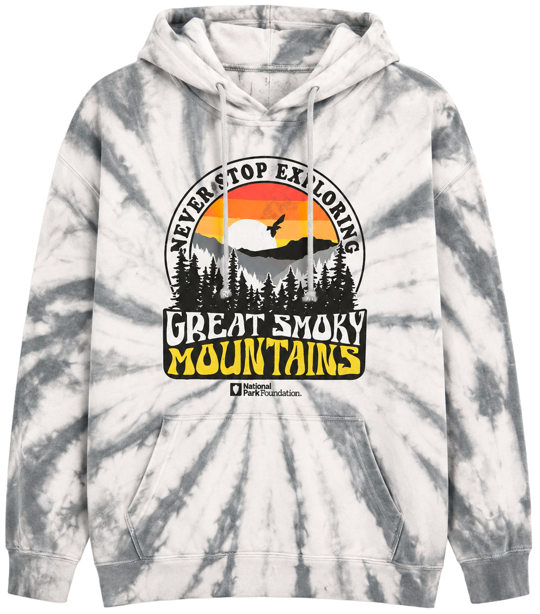 LICENSED NATIONAL PARK HOODIE GREY/WHITE - GREAT SMOKEY