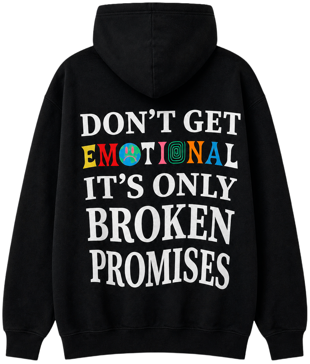 BROKEN PROMISES GRAPHIC HOODIE BLACK - EMOTIONAL