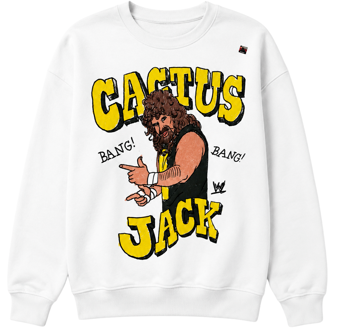 LICENSED WWE CACTUS JACK CREWNECK WHITE - WXBW5427RC