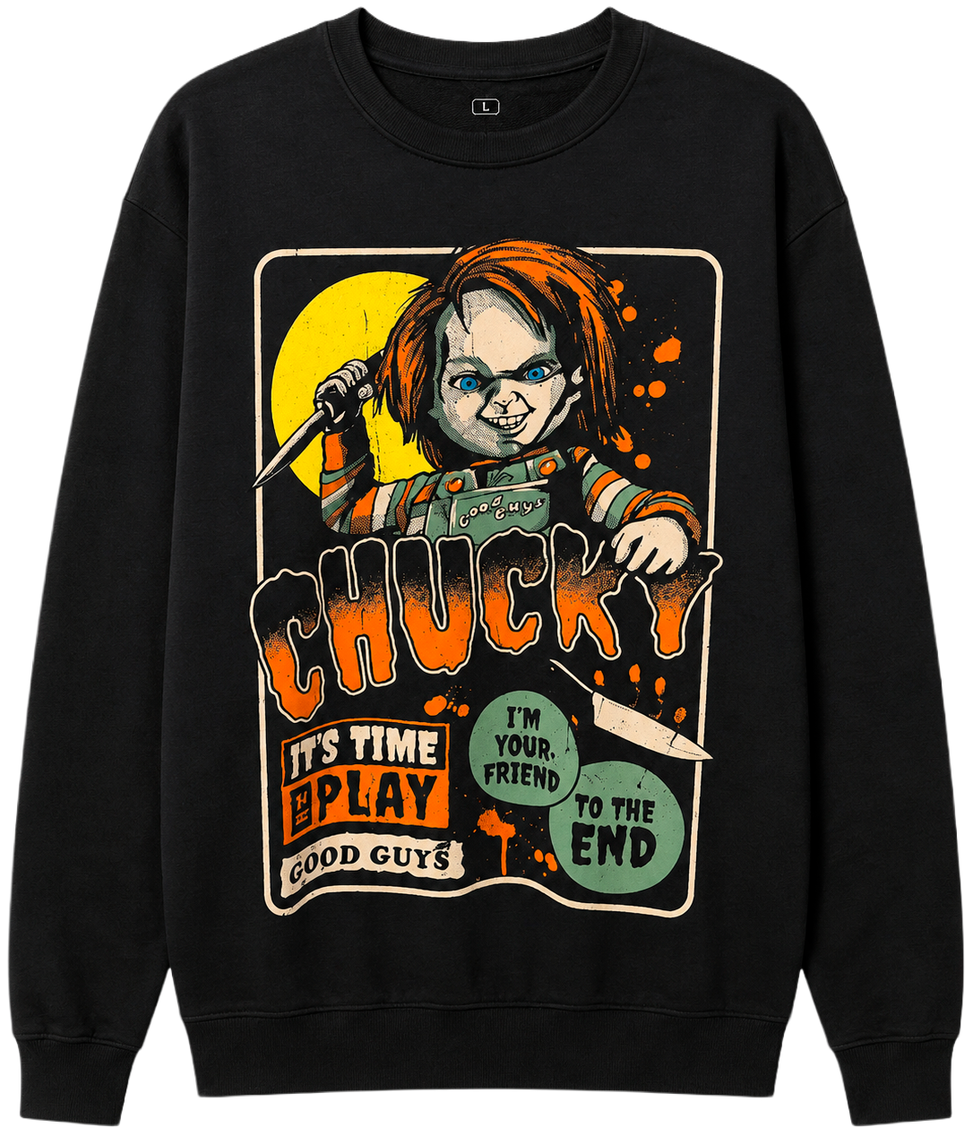 LICENSED CHUCKY CREWNECK BLACK - CYBW2242RC