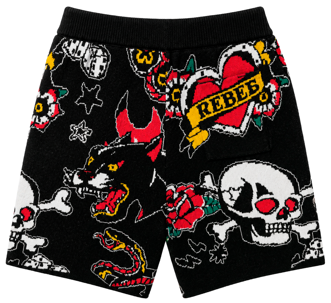 REBEL MINDS HEAVY KNIT SHORTS BLACK - 151-945