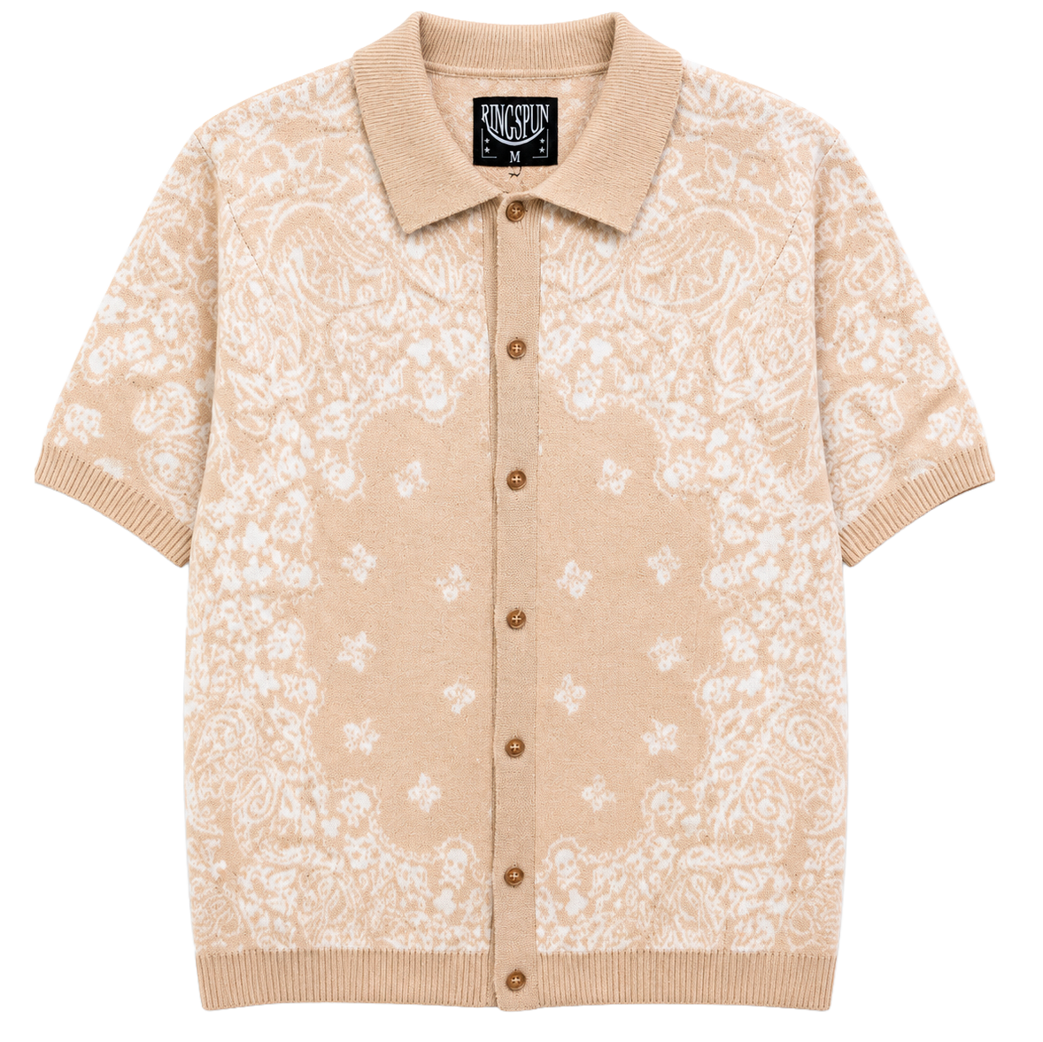 RINGSPUN S/S KNIT B/D POLO SHIRT BEIGE - 351-123