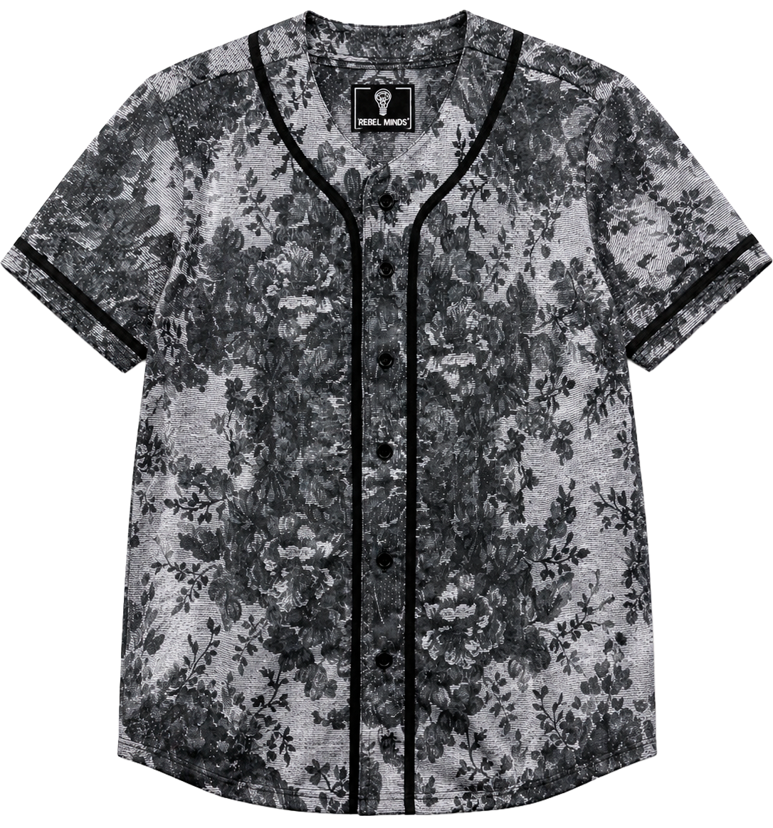 REBEL MINDS MESH BASEBALL JERSEY BLACK - 141-555