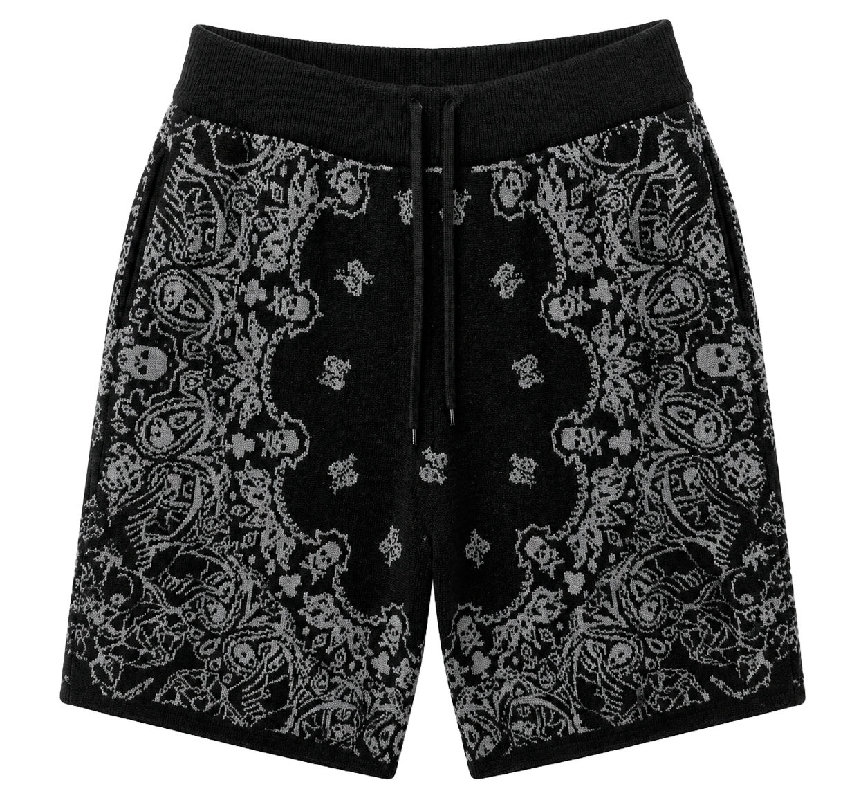 RINGSPUN PAISLEY KNIT SHORTS BLACK - 351-923