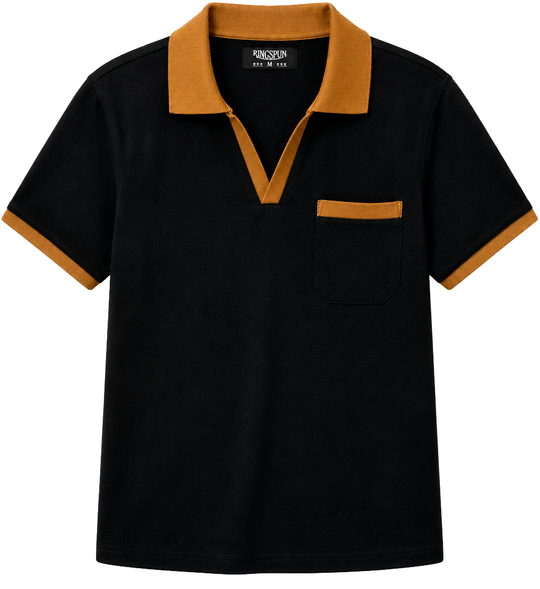 RINGSPUN S/S KNIT POLO SHIRT BLACK - 341-111