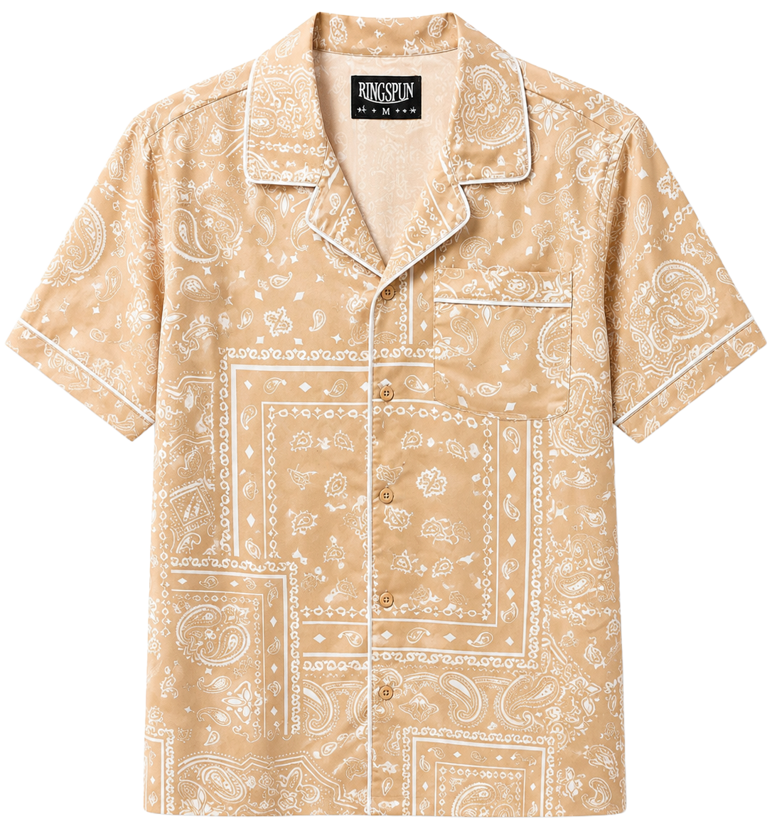 RINGSPUN S/S WOVEN B/D SHIRT BEIGE / KHAKI - 341-732