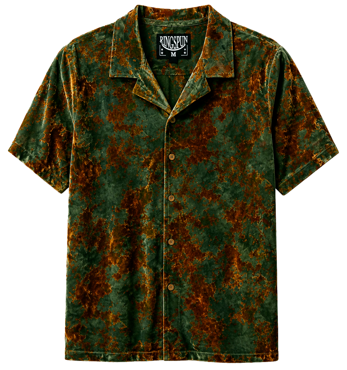RINGSPUN VELVET B/D LOUNGE SHIRT OLIVE - 351-786