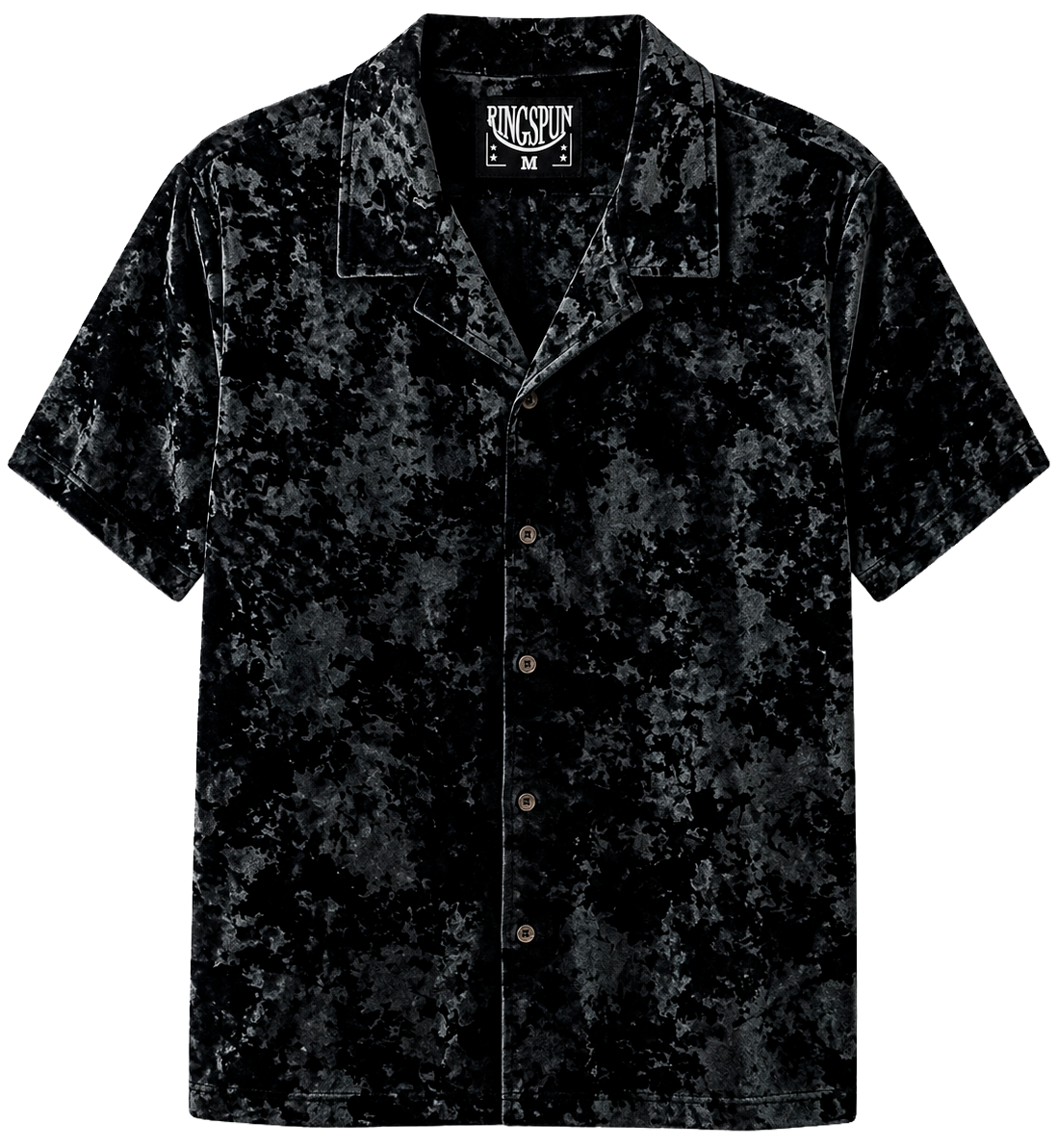 RINGSPUN VELVET B/D LOUNGE SHIRT BLACK - 351-786