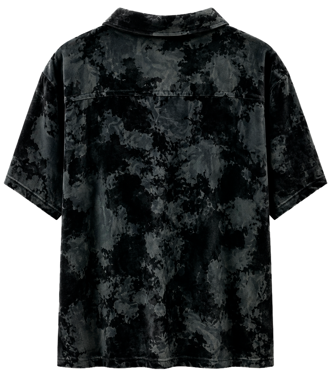 RINGSPUN VELVET B/D LOUNGE SHIRT BLACK - 351-786